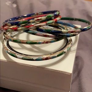 Vintage cloisonne bracelets - set of 7